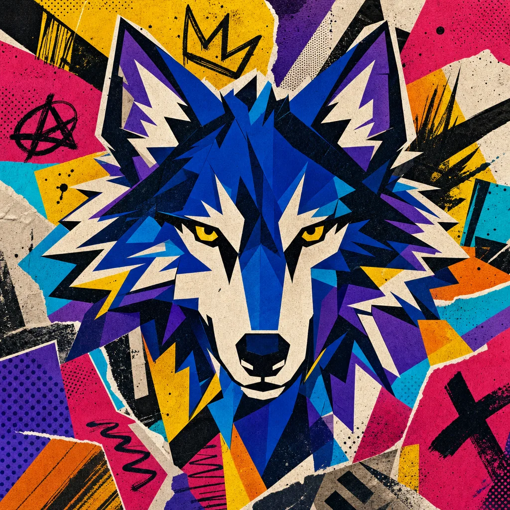 Vaelico wolf — geometric collage illustration